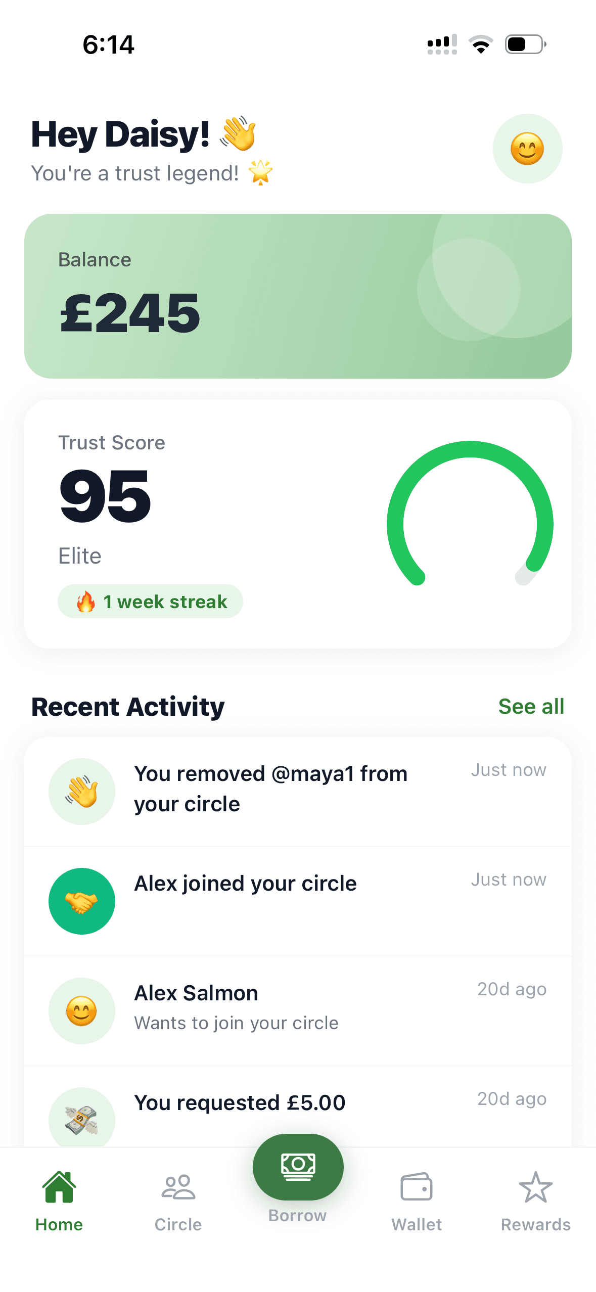 Slide app — home screen
